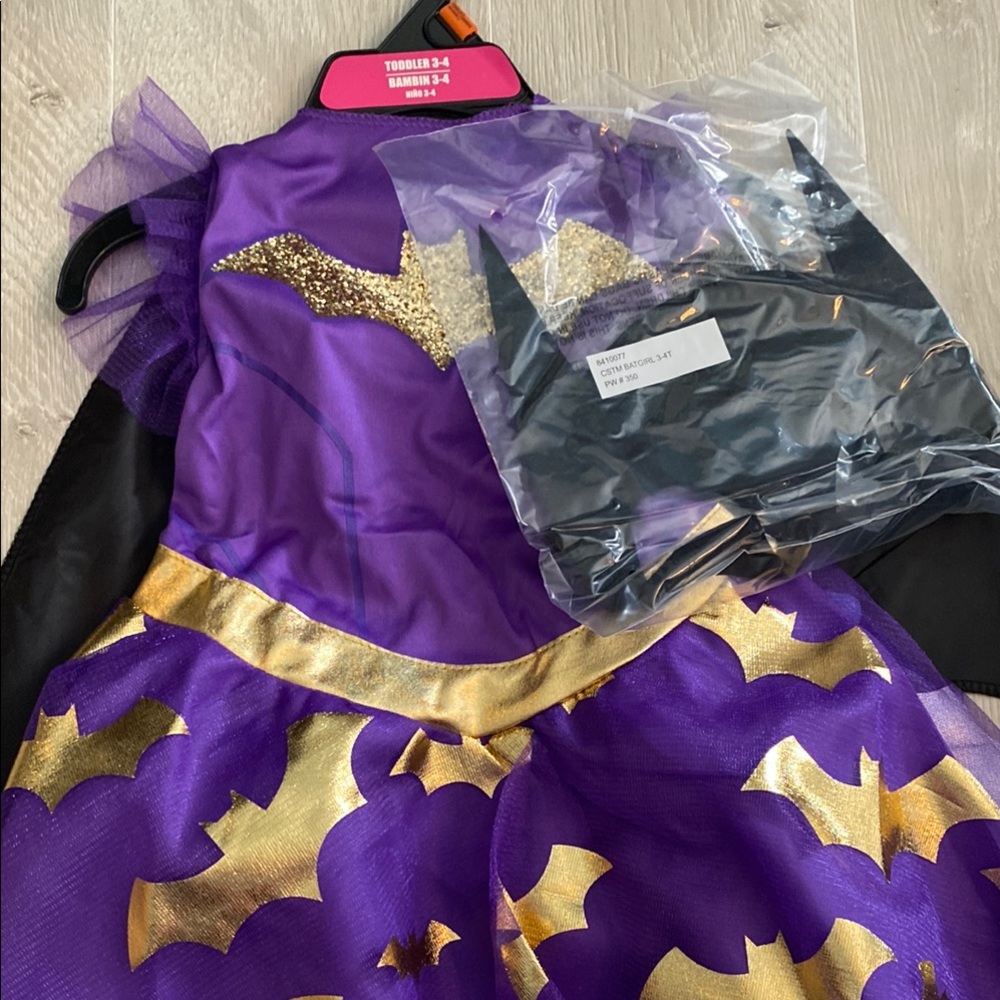 Purple and Gold Superhero Costume with Bat Accents